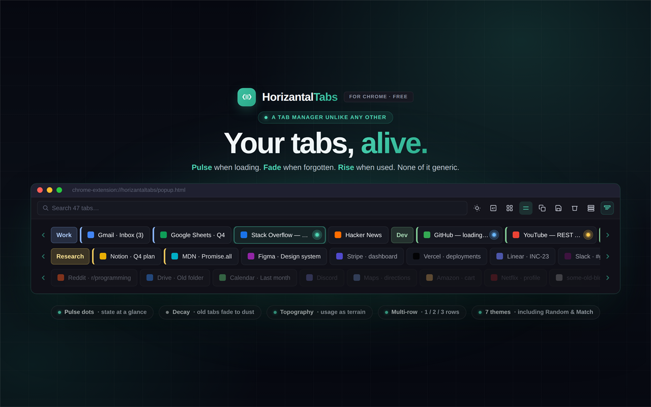 All your tabs in one scrollable strip